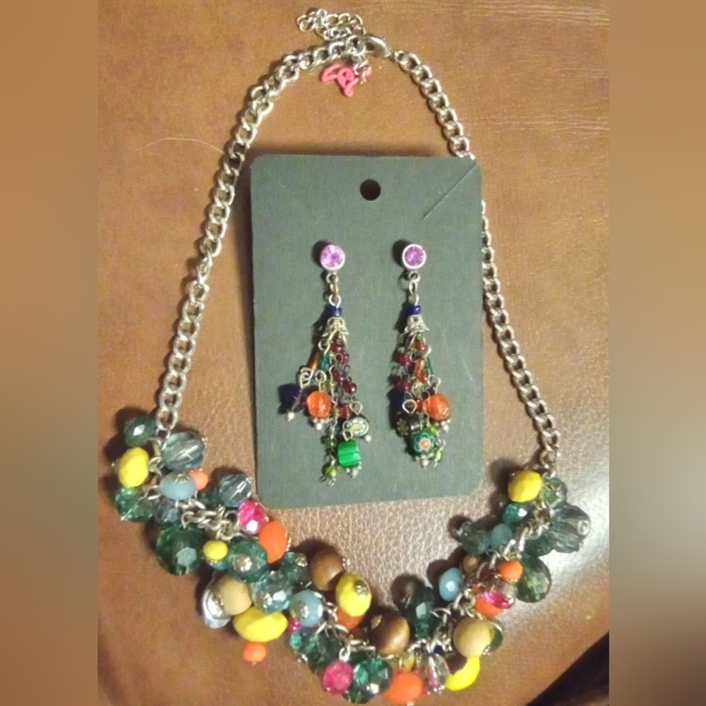 Colorful Beaded Necklace and Earring Set